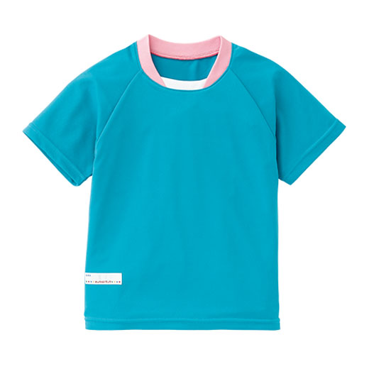 変わりえり半袖トレーニングシャツ　ブルー